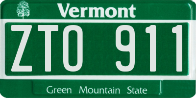 VT license plate ZTO911
