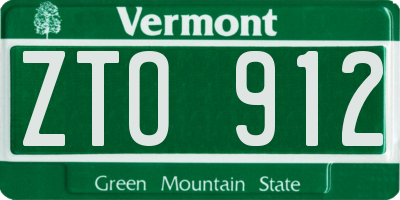 VT license plate ZTO912
