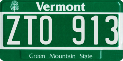 VT license plate ZTO913