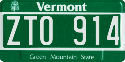 VT license plate ZTO914