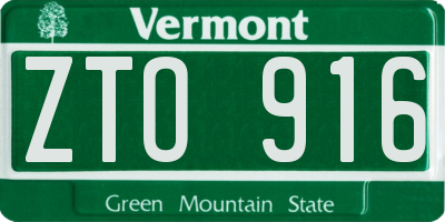 VT license plate ZTO916