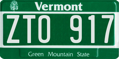 VT license plate ZTO917