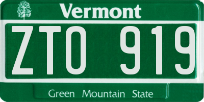 VT license plate ZTO919