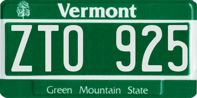 VT license plate ZTO925