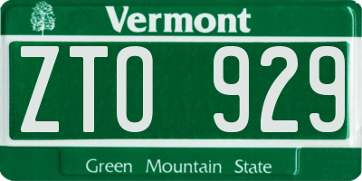 VT license plate ZTO929