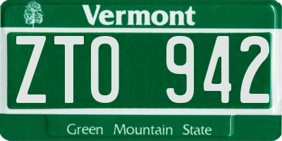 VT license plate ZTO942