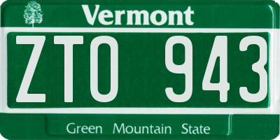 VT license plate ZTO943