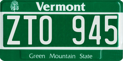 VT license plate ZTO945