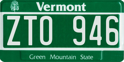 VT license plate ZTO946
