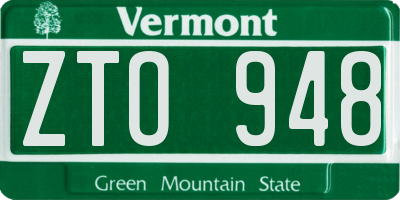 VT license plate ZTO948