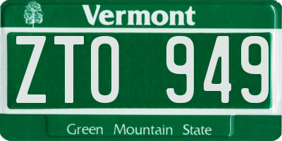 VT license plate ZTO949