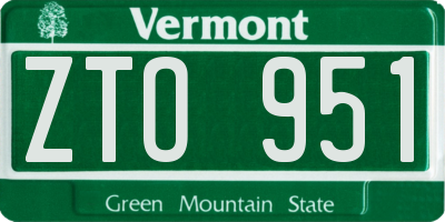VT license plate ZTO951