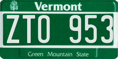 VT license plate ZTO953