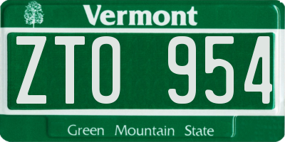 VT license plate ZTO954