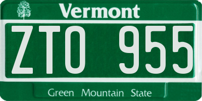 VT license plate ZTO955