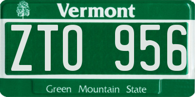 VT license plate ZTO956