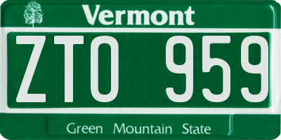 VT license plate ZTO959