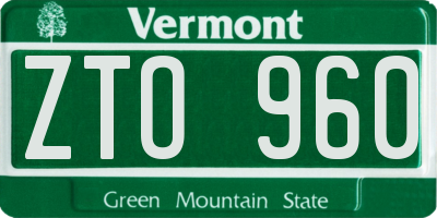 VT license plate ZTO960