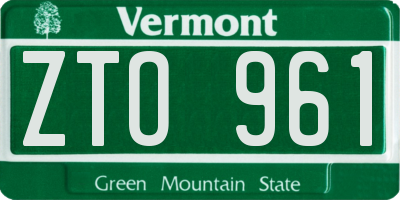 VT license plate ZTO961