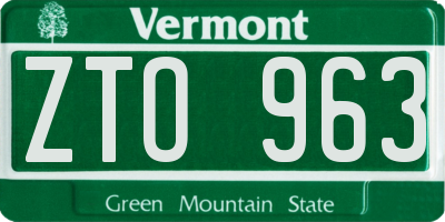 VT license plate ZTO963