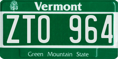 VT license plate ZTO964