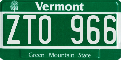 VT license plate ZTO966