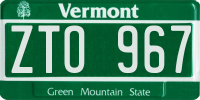 VT license plate ZTO967