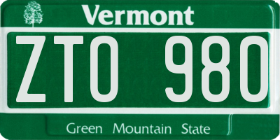 VT license plate ZTO980