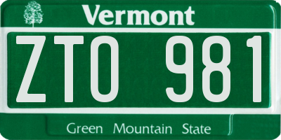 VT license plate ZTO981