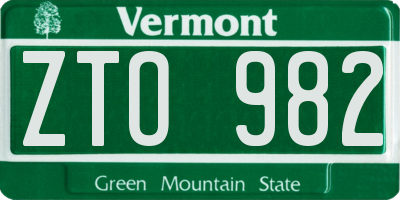VT license plate ZTO982