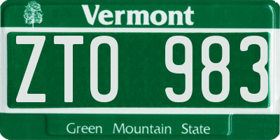 VT license plate ZTO983