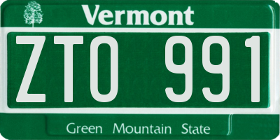 VT license plate ZTO991