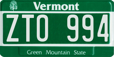 VT license plate ZTO994