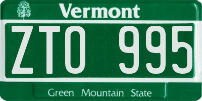VT license plate ZTO995