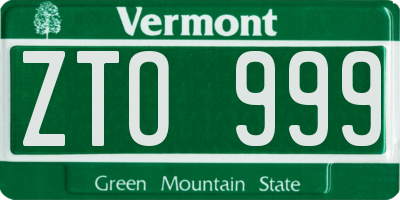 VT license plate ZTO999