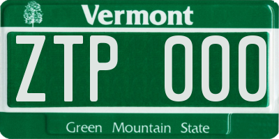 VT license plate ZTP000