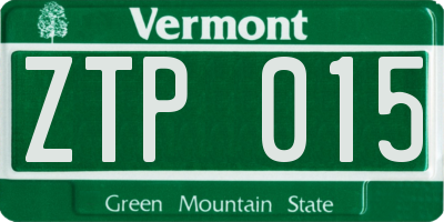VT license plate ZTP015