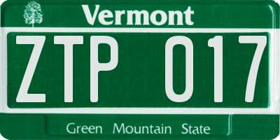 VT license plate ZTP017