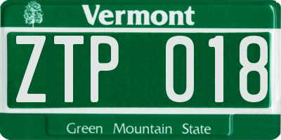 VT license plate ZTP018