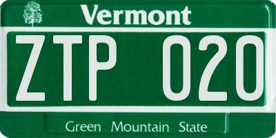 VT license plate ZTP020