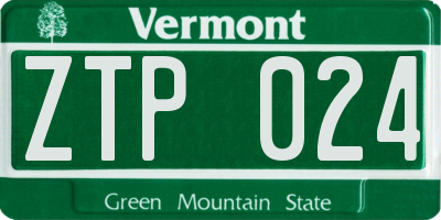 VT license plate ZTP024