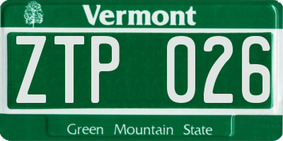 VT license plate ZTP026