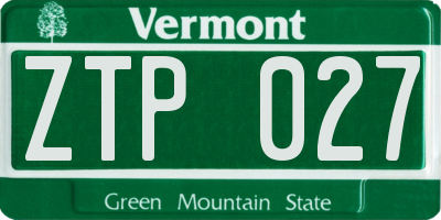 VT license plate ZTP027