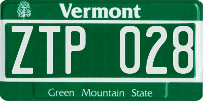 VT license plate ZTP028
