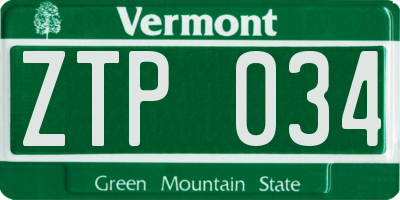 VT license plate ZTP034