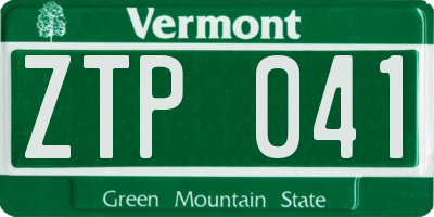 VT license plate ZTP041