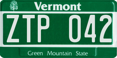 VT license plate ZTP042