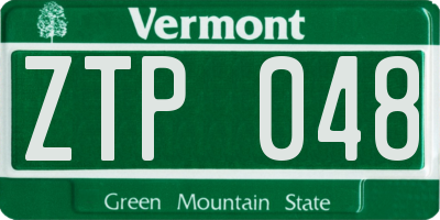 VT license plate ZTP048
