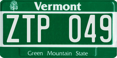 VT license plate ZTP049