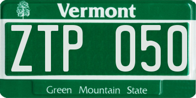 VT license plate ZTP050